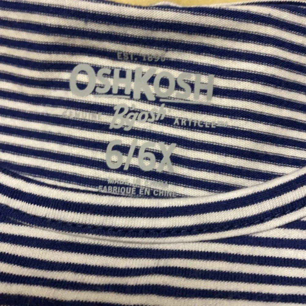 OshKosh Girls Navy White Stripe Cold Shoulder Peplum Tank Size 6 6X